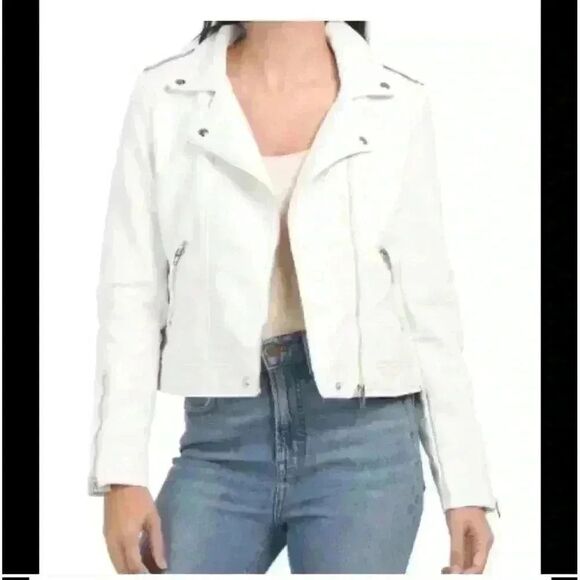 Blank NYC White Vegan Leather Moto Jacket – Size S - Picture 1 of 11